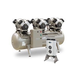 Compresor EKOM DK50 3x4VR/M, cu uscator de aer cu membrana pentru cabinete stomatologice