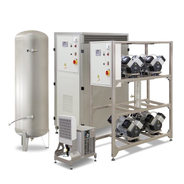 Compresor EKOM DK50 4x4VRT S/M, cu carcasa de insonorizare si uscator de aer, cabinete stomatologice