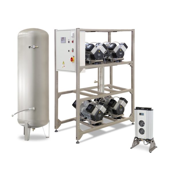 Compresor EKOM DK50 4x4VRT S/M, cu carcasa de insonorizare si uscator de aer, cabinete stomatologice