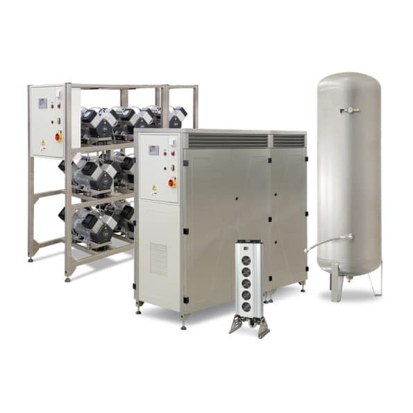 Compresor EKOM DK50 9x4VRT S/M, carcasa de insonorizare, uscator de aer cu adsorbtie, pentru clinici stomatologice