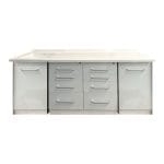 Fogászati bútorok fix testekkel, rozsdamentes acél szerkezettel, márvány munkalappal és érzékelős csapteleppel