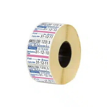 Printex 29x28 mm-es, kettős ragasztós címketekercs, sterilizálási indikátorral
