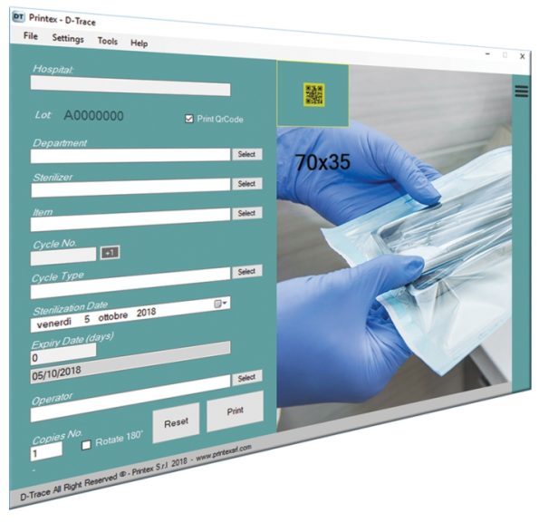 Printex D-Trace eszközcímkéző nyomtató-szoftver